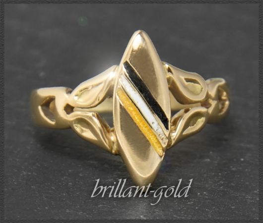 Antiker Ring mit Email Verzierung, 585 Gold, um 1900