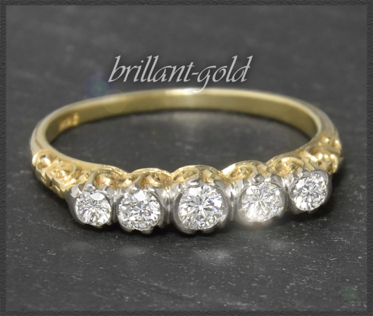 Antiker Diamant Ring, 0,50ct Brillanten, 585 Gold & Platin