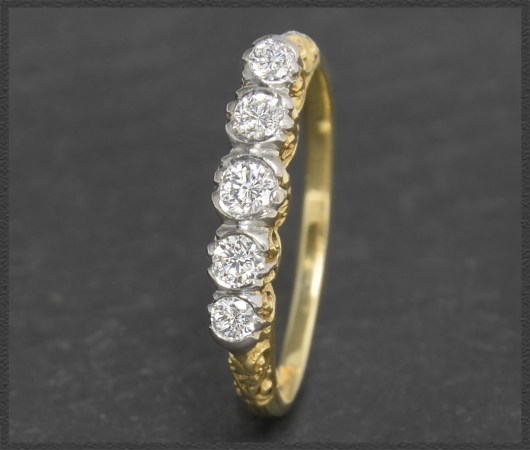Antiker Diamant Ring, 0,50ct Brillanten, 585 Gold & Platin