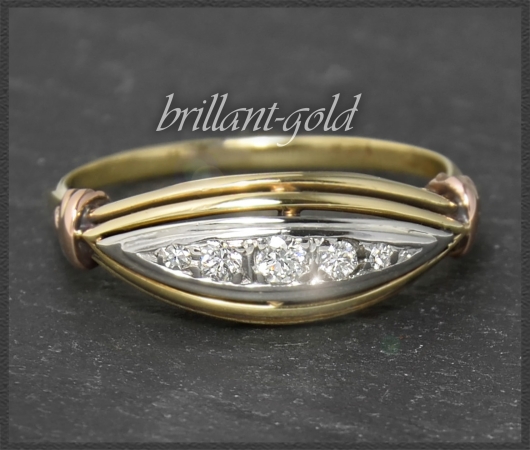 Diamant Ring mit 0,15ct, Antik 585 Gold Multicolor