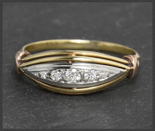 Diamant Ring mit 0,15ct, Antik 585 Gold Multicolor
