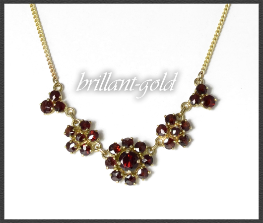 Vintage Gold Collier Kette mit 5,30ct roten Granaten