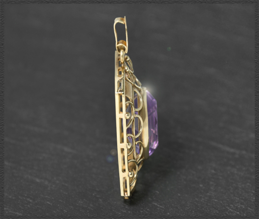 Vintage 19ct Amethyst Anhänger aus 585 Gelbgold