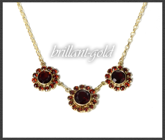 Vintage 333 Gold Collier; 4,60ct rote Granate