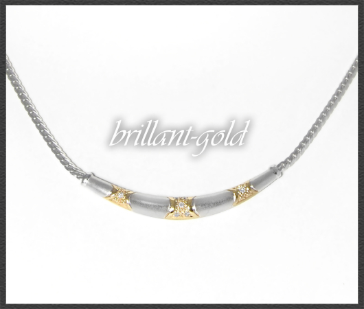 Collier mit 0,10ct Diamanten, 585 Weißgold & Gelbgold