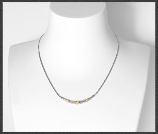 Collier mit 0,10ct Diamanten, 585 Weißgold & Gelbgold