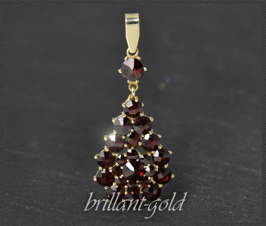 Gold Anhänger mit 4,80ct Granaten, 333 Gold, Vintage