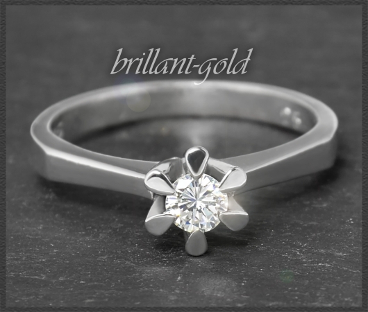 Diamant Ring mit 0,25ct, 585 Weißgold, Vintage