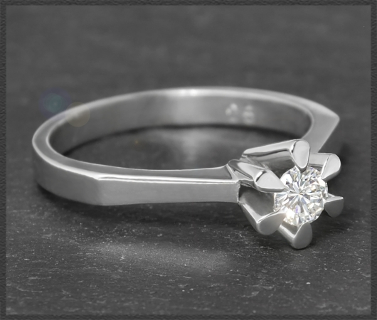 Diamant Ring mit 0,25ct, 585 Weißgold, Vintage