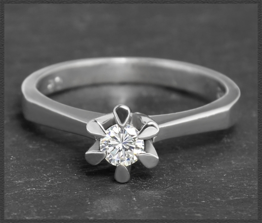 Diamant Ring mit 0,25ct, 585 Weißgold, Vintage
