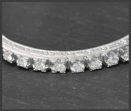 Antikes 3ct Diamant Brillant Armband mit Gravur, 750 Gold