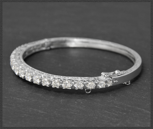Antikes 3ct Diamant Brillant Armband mit Gravur, 750 Gold