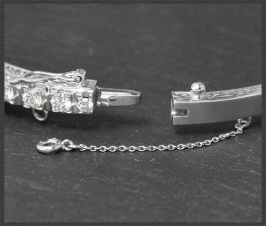 Antikes 3ct Diamant Brillant Armband mit Gravur, 750 Gold