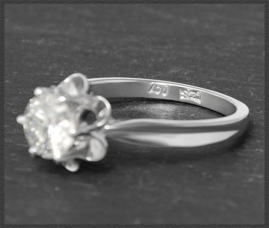 Diamant Ring mit 1,04ct Solitär, 750 Gold, Vintage
