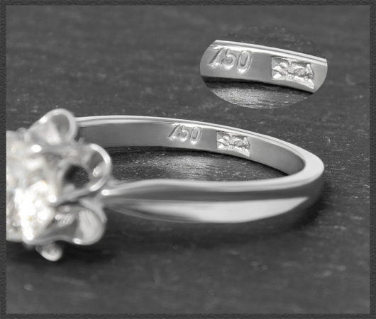 Diamant Ring mit 1,04ct Solitär, 750 Gold, Vintage
