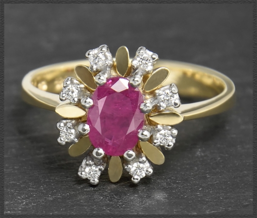 Diamant & Rubin Ring mit 1,26ct, 585 Gold Cocktailring
