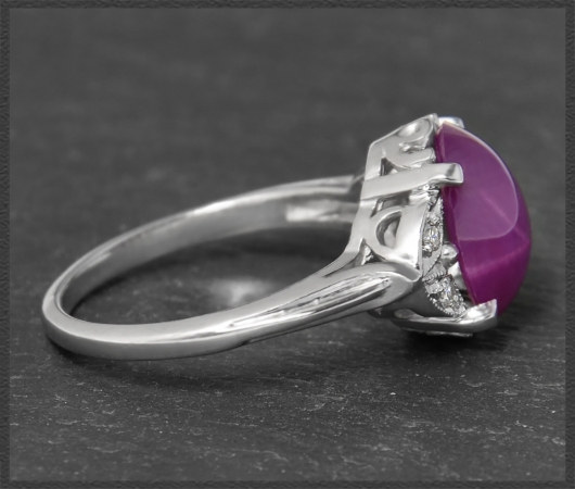 Stern Rubin & Diamant Ring mit 3,46ct, 585 Gold, Vintage