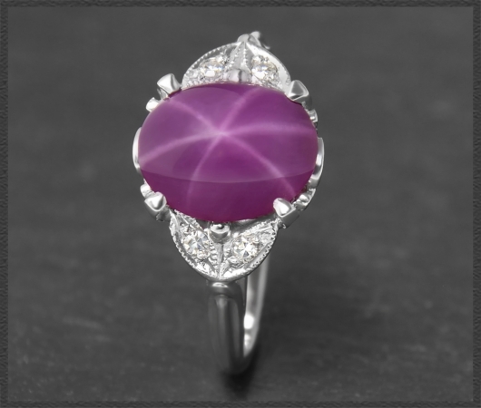 Stern Rubin & Diamant Ring mit 3,46ct, 585 Gold, Vintage