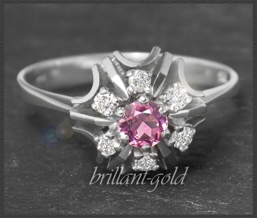 Vintage Diamant & Spinell Ring, 585 Weißgold