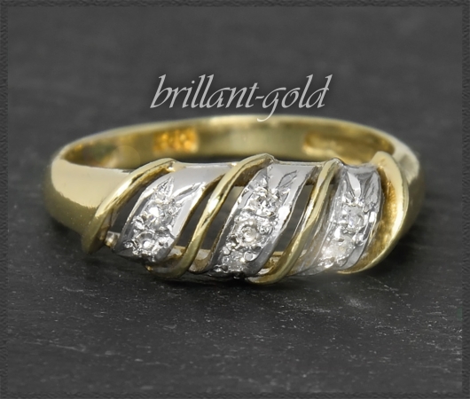 Ring mit Diamanten, 585 Gelbgold & Weißgold
