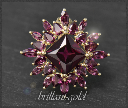 Rhodolith Anhänger mit 8,70ct, 585 Gelbgold