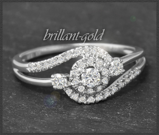 Diamant Ring mit 0,40ct Brillanten, 10Karat Weißgold