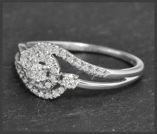 Diamant Ring mit 0,40ct Brillanten, 10Karat Weißgold