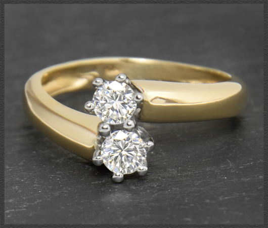 Ring "toi et moi", 0,44ct lupenreine Brillanten, 585 Gold