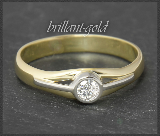 Diamant Solitär Ring mit 0,20ct, 585 bicolor Gold