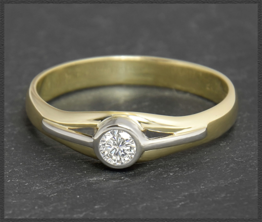 Diamant Solitär Ring mit 0,20ct, 585 bicolor Gold