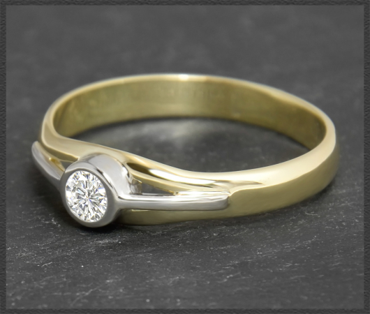 Diamant Solitär Ring mit 0,20ct, 585 bicolor Gold