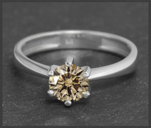 Diamant Ring 585 Gold; 0,95ct, Champagner, VS!