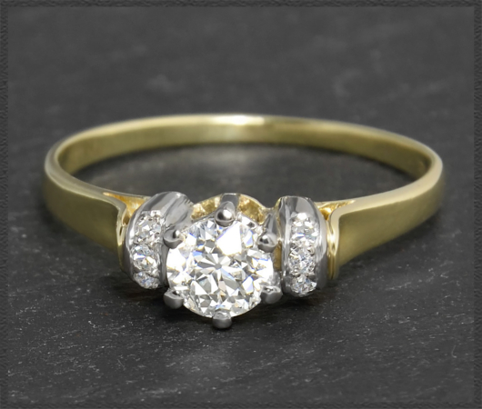 Antiker Ring, 0,71ct Diamanten, 585 Gold, Solitärring