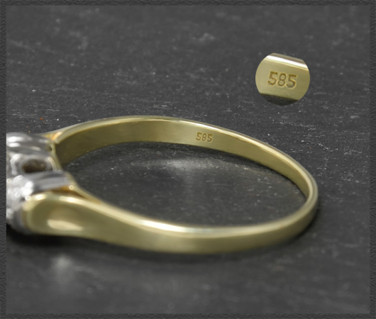 Antiker Ring, 0,71ct Diamanten, 585 Gold, Solitärring