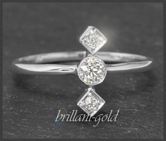 Art Deco Ring mit 0,32ct Altschliff Brillanten, 585 Gold