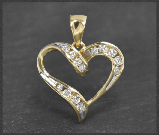 Herz Diamant Anhänger mit 0,30ct Brillanten, Gelbgold
