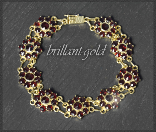 Granat & Gold Armband mit 22,5ct, 585 Gold, Vintage
