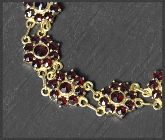 Granat & Gold Armband mit 22,5ct, 585 Gold, Vintage