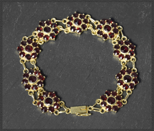 Granat & Gold Armband mit 22,5ct, 585 Gold, Vintage