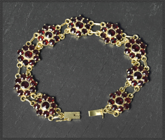 Granat & Gold Armband mit 22,5ct, 585 Gold, Vintage