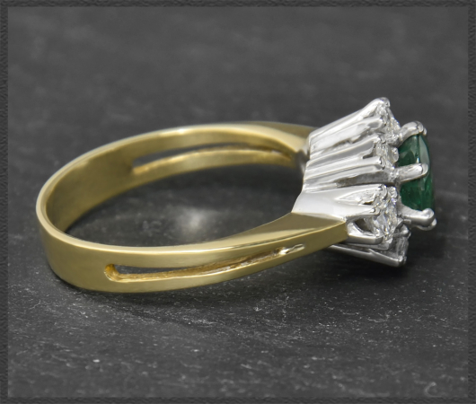 Diamant & Turmalin Ring mit 1,45ct, 585 Gold, Vintage