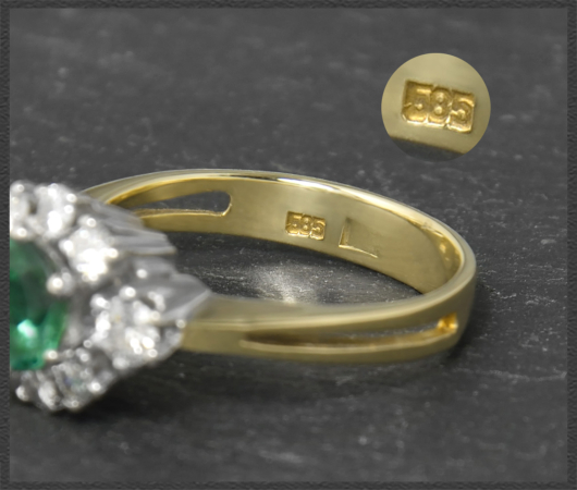 Diamant & Turmalin Ring mit 1,45ct, 585 Gold, Vintage