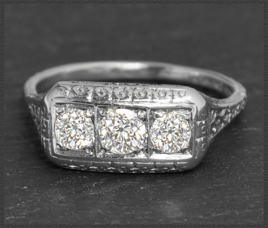 Art Deco Diamant Ring mit 0,82ct, 750 Gold, USA um 1925