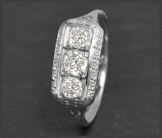 Art Deco Diamant Ring mit 0,82ct, 750 Gold, USA um 1925