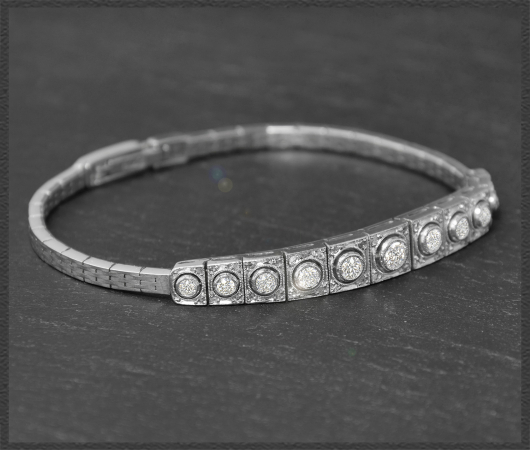 Antikes Armband mit 1,85ct Diamanten, 750 Weißgold