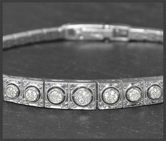 Antikes Armband mit 1,85ct Diamanten, 750 Weißgold