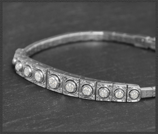Antikes Armband mit 1,85ct Diamanten, 750 Weißgold
