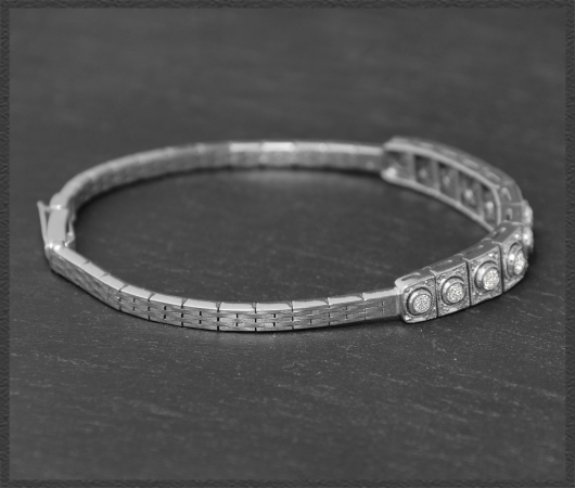Antikes Armband mit 1,85ct Diamanten, 750 Weißgold