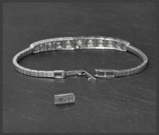 Antikes Armband mit 1,85ct Diamanten, 750 Weißgold