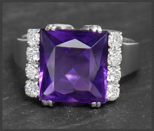 Diamant & Amethyst 5,70ct Cocktail Ring aus 585 Gold